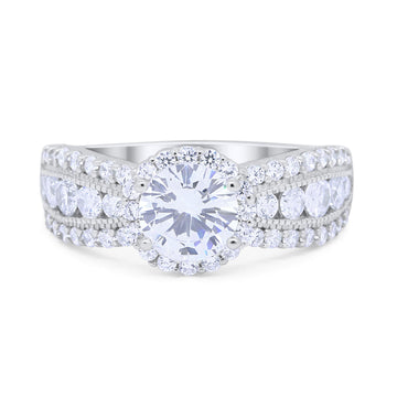 Vintage Style Engagement Bridal Ring Simulated Cubic Zirconia 925 Sterling Silver